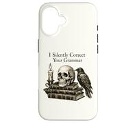 Carcasa para iPhone 16 I Silently Correct Your Grammar Skull Raven Funny Teacher