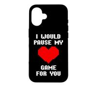 Carcasa para iPhone 16 I Would Pause My Game For You Corazones De Píxeles Amor