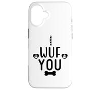 Carcasa para iPhone 16 I Wuf You Dog Lover Cute Dog Paw Print Dog Mom Dad Dogs Mum