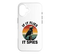 Carcasa para iPhone 16 If It Flies It Spies Cuervo Vigilancia Pájaro Retro Conspiración