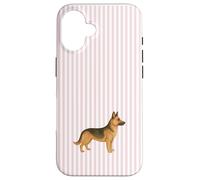 Carcasa para iPhone 16 Ilustración Pastor Alemán Diseño Estético Rayas Rosa