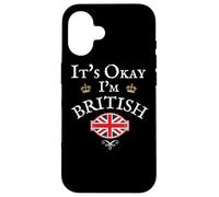 Carcasa para iPhone 16 It's Okay I'm British, Union Jack Flag UK, Reino Unido GB
