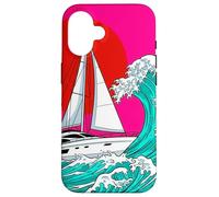Carcasa para iPhone 16 Japanese Wave Sailboat Sailing Boating Club Sailor