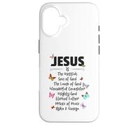 Carcasa para iPhone 16 Jesus is The Messiah Mighty God Beautiful Savior Lamb of God