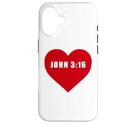 Carcasa para iPhone 16 John 3:16 God So Loved The World Bible Verse Reference Heart