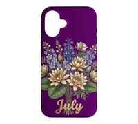 Carcasa para iPhone 16 July Birth Flower Larkspur & Water Lily Cute Floral Birthday
