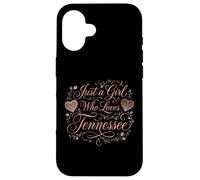 Carcasa para iPhone 16 Just a Girl Who Loves Tennessee Floral Women and Girls