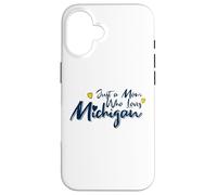 Carcasa para iPhone 16 Just a Mom Who Loves Michigan Cute Michigan Mom
