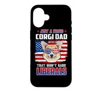 Carcasa para iPhone 16 Just A Proud Corgi Dad Merica Dog Patriotic 4th of July
