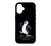 Carcasa para iPhone 16 Just Waddling Through Cute Penguin Cartoon