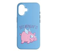 Carcasa para iPhone 16 Just Wingin' It Derpy Flying Pig