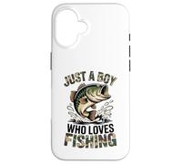 Carcasa para iPhone 16 Juventud Pesca Camo Bass Fish Just Boy Who Love Fishing Funny