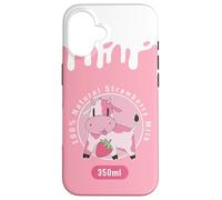 Carcasa para iPhone 16 Kawaii Cute Pink Cow, Strawberry Milk Girl