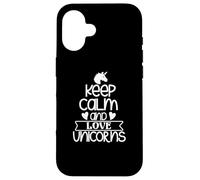 Carcasa para iPhone 16 Keep Calm and Love Unicorns, Divertido Amante de los Unicornios