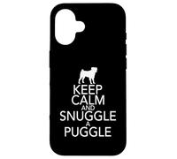 Carcasa para iPhone 16 Keep Calm and Snuggle A Puggle Dog Lover Pug Camiseta