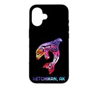 Carcasa para iPhone 16 Ketchikan Alaska SE Nativo Americano Indio Orca Asesino Ballena