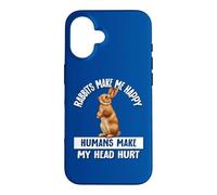 Carcasa para iPhone 16 Kids Womens Humans Hurt My Head Bunny Rabbits Make Me Happy