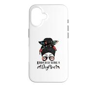 Carcasa para iPhone 16 Kinda Busy Being A Dog Mom Pharaoh Hound Funny Messy Bun