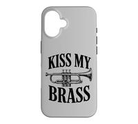 Carcasa para iPhone 16 Kiss My Brass Trompeta Juego de Palabras Divertido Banda de música Músico Juego de Palabras