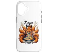 Carcasa para iPhone 16 Kitsune Udon Zorro japonés de Nueve Colas Comiendo Fideos Ramen