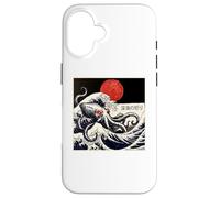 Carcasa para iPhone 16 Kraken Kaiju Monstruo Doodle Japonés Ukiyoe Océano Mar