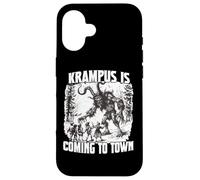 Carcasa para iPhone 16 Krampus Tradición Perchtenlauf Kramperl Máscara Bad Santa