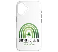 Carcasa para iPhone 16 La Suerte de ser Maestra: Día de San Patricio, Shamrock Rainbow