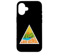 Carcasa para iPhone 16 Lake George New York Mono Line Gráfico Retro Al Aire Libre