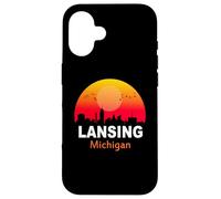 Carcasa para iPhone 16 Lansing Michigan Vintage Sunset Retro City State USA