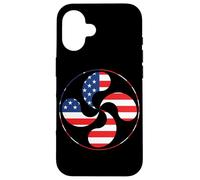 Carcasa para iPhone 16 Lauburu Basque Country Cross Ikurrina Euskal Herria Bandera de Estados Unidos