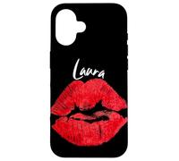 Carcasa para iPhone 16 Laura Red Lips Nombre Personalizado
