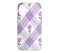 Carcasa para iPhone 16 Lavanda Púrpura Argyle Flores Floral Floral