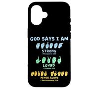Carcasa para iPhone 16 Lenguaje de señas Americano Manos Verso de la Biblia Cristianismo