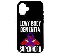 Carcasa para iPhone 16 Lewy Body Dementia Superhero Warrior Fighter Lighter Purple Ribbon