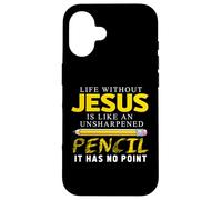Carcasa para iPhone 16 Life Without Jesus Funny Christian Religious Faith