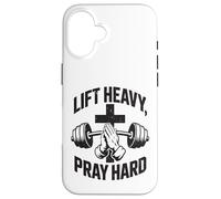 Carcasa para iPhone 16 Lift Heavy Pray Hard - Gimnasio de Entrenamiento Cristiano