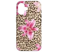 Carcasa para iPhone 16 Lily Tiger Flower On Cheetah Leopard Animal Print Verano