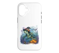Carcasa para iPhone 16 Linda Tortuga Marina Bruja Halloween bajo el Agua