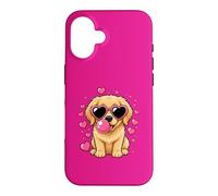 Carcasa para iPhone 16 Lindas Gafas de Sol Golden Retriever Heart Valentines Puppy Love