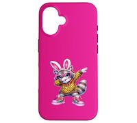 Carcasa para iPhone 16 Lindo Anime Dabbing Bunny Mapache Feliz Pascua Chica Niño Divertido