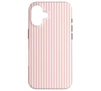 Carcasa para iPhone 16 Lindo Blush Pink Stripes Vertical Líneas Patrón Minimalista