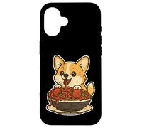 Carcasa para iPhone 16 Lindo Corgi Spaghetti Pasta Lover