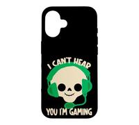 Carcasa para iPhone 16 Lindo Esqueleto de Halloween para niños I Can't Hear You I'm Gaming