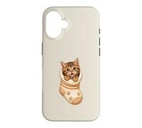 Carcasa para iPhone 16 Lindo Gatito atigrado en Acogedor calcetín Gato mamá Cutecore Kawaii