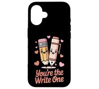 Carcasa para iPhone 16 Lindo lápiz con Texto en inglés You'Re The Write Valentine's Day