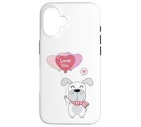 Carcasa para iPhone 16 Lindo Perro con un Globo de corazón Te Amo
