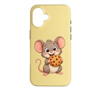 Carcasa para iPhone 16 Lindo ratón de Dibujos Animados con Galletas Dulce Snack