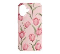 Carcasa para iPhone 16 Lindos Tulipanes Rosados Flores Tulipán Floral Patrón Girly Coqueta