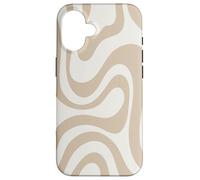 Carcasa para iPhone 16 Líneas de Rayas líquidas de Remolino Beige marrón Retro Groovy70s 80s