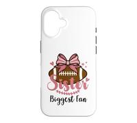 Carcasa para iPhone 16 Little Sister Biggest Fan Football Cheer Big Sister Football